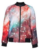 C.COLECTARE小立領長袖觸感LED發光珠星空圖短款外套